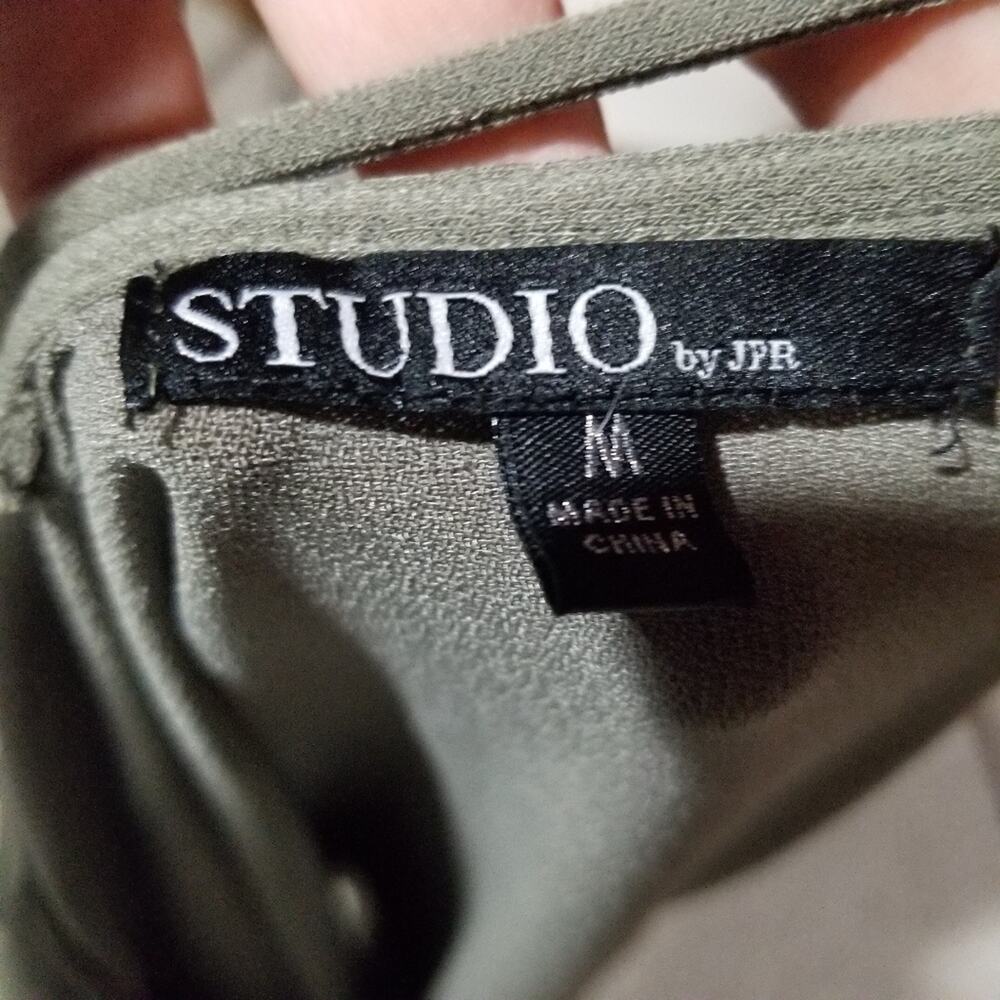 JPR Studio Shirt Ruched Short Sleeve Top Sage Green Size Medium - Picture 6 of 9